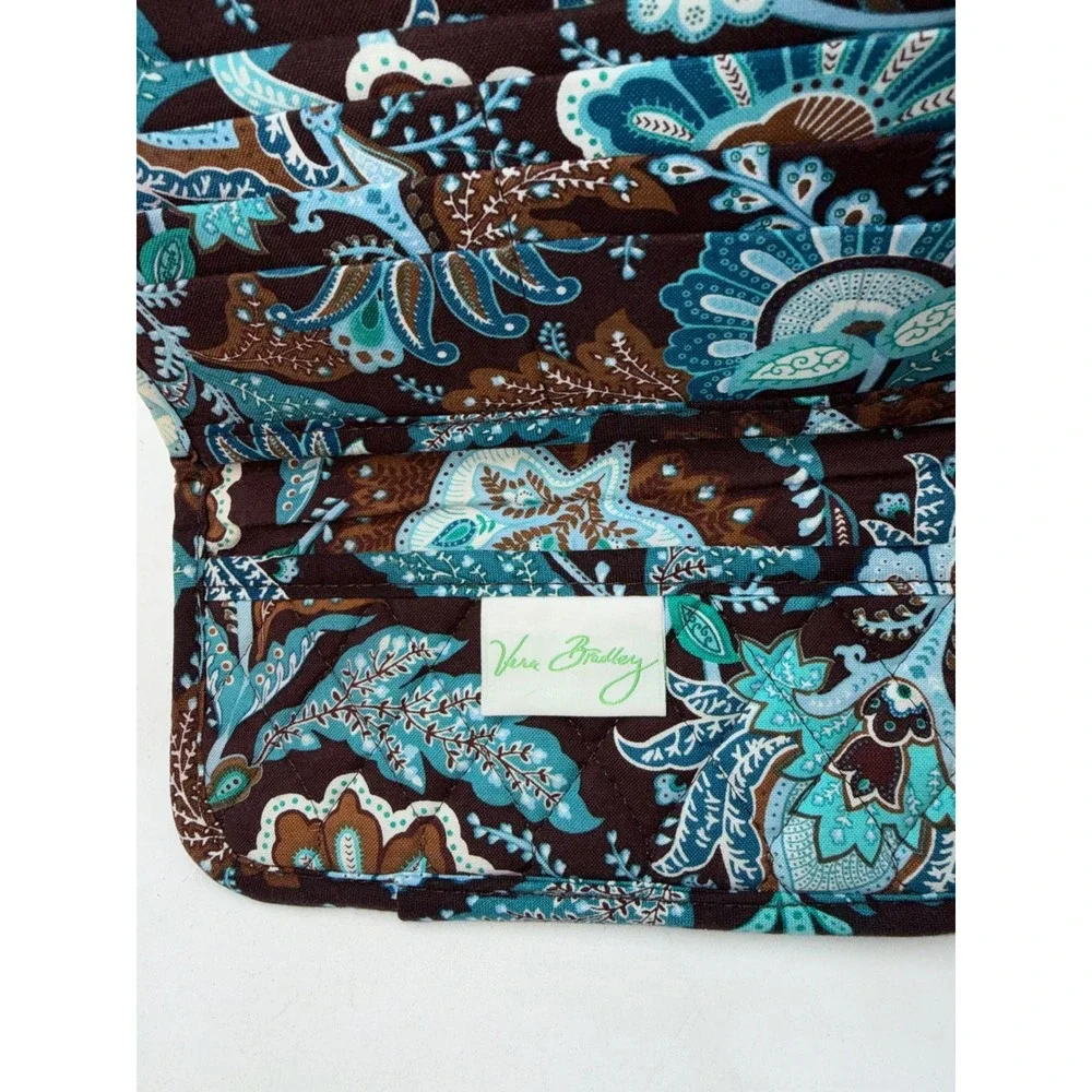 Vera Bradley Night and Day Quilted Cotton Trifold Wallet Retired Java Teal - Picture 5 of 7